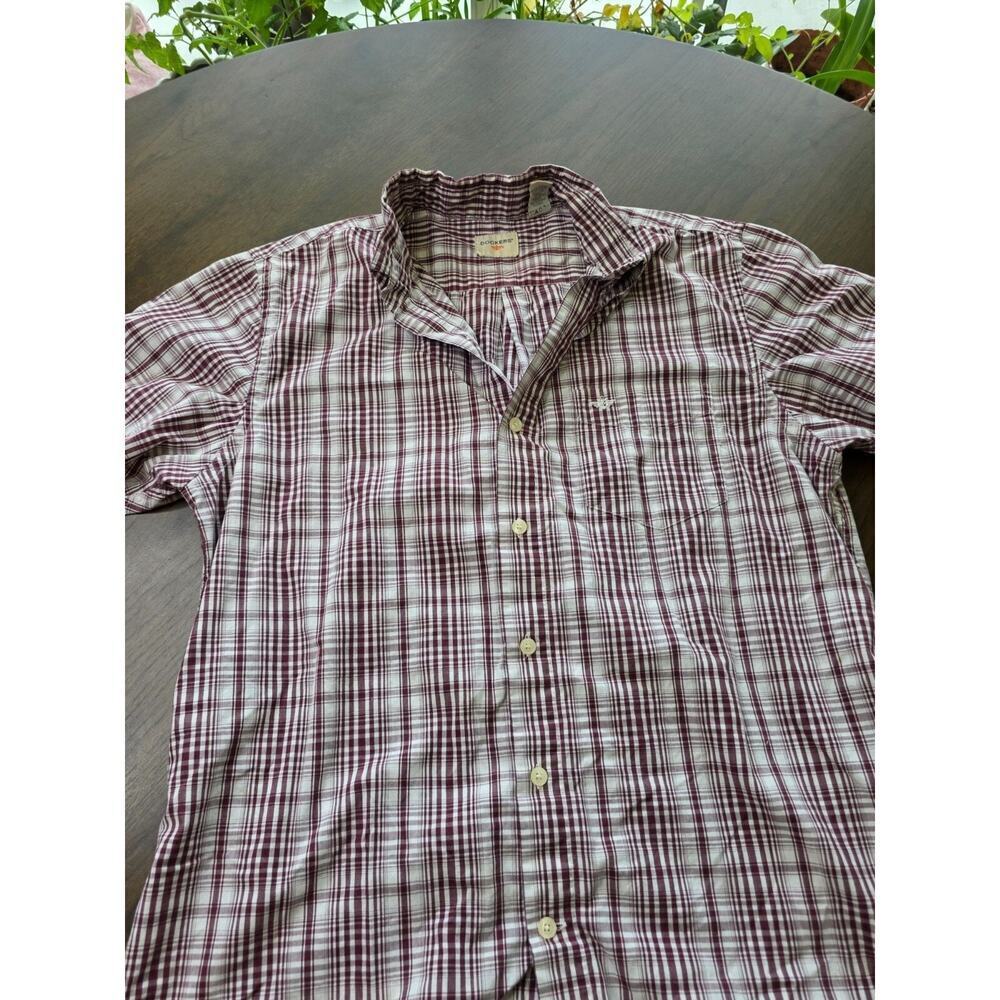 Mens‎ Dockers Short Sleeve Plaid Button-Up Shirt Maroon & White Size M - Picture 4 of 16
